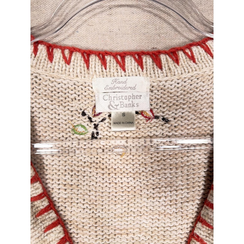 Christopher & Banks Vintage Halloween Cat Pumpkin Embroidered Knit Vest Small - Picture 5 of 8